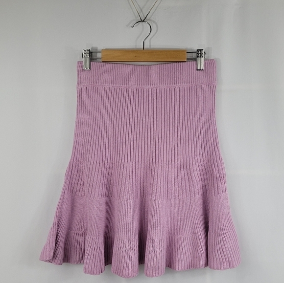 Free People Solid Gold Ribbed Mini Skirt Orchid Lilac - Picture 5 of 9